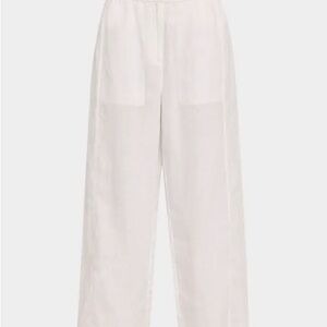 Theory Galena Low-Rise Pleated Wide-Leg Linen Pants
